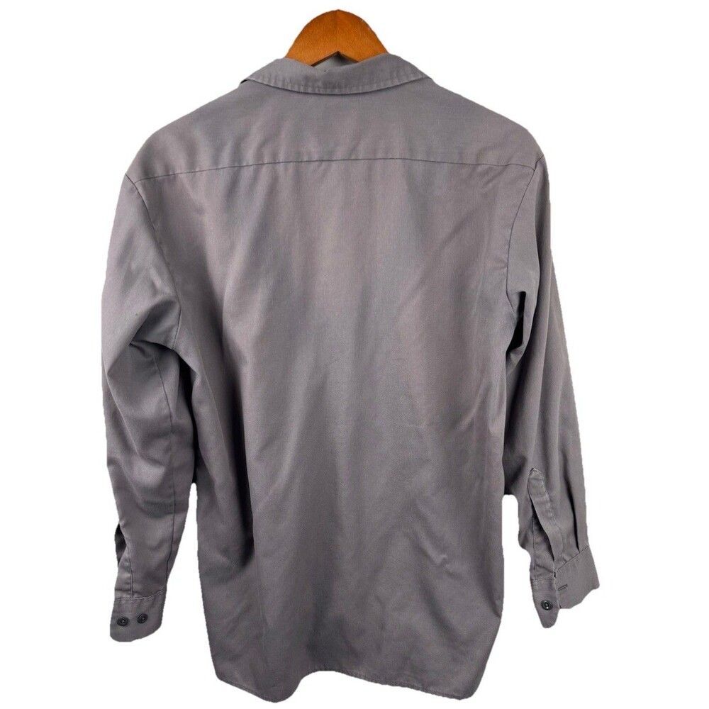 Dickies Shirt Mens Medium Button Up Work Uniform USA Flex Gray Long Sleeve - Picture 2 of 3